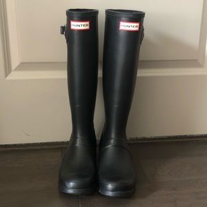 Tall Matte Black Hunter Rain Boots